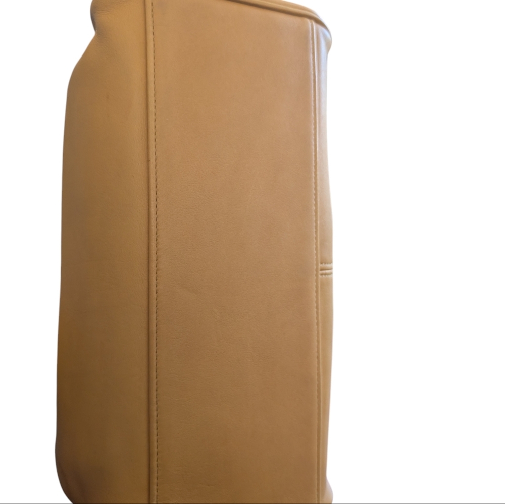 Coach Caramel/Gold Leather Top-Handle Satchel with Gold Hardware - Picture 3 of 6